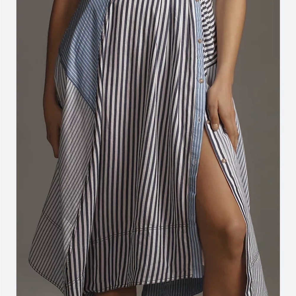 Pilcro Striped Sleeveless Wrap Dress in Blue and White - Picture 6 of 6